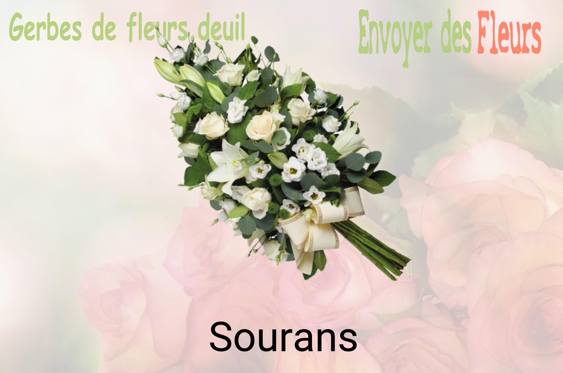 Gerbe de fleurs de deuil livrée à Sourans